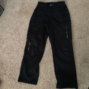 Black cargo pants with zippers